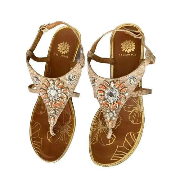 YELLOW BOX | Adorna Slingback Crystal Embellished Sandals Size 9 - Picture 4 of 10